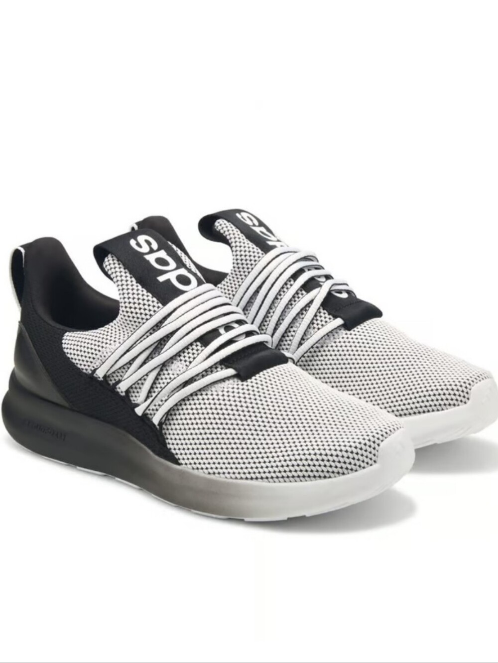 ADIDAS Men’s Lite Racer Adapt 7.0 Wide Slip-On Sneakers. Black & White.